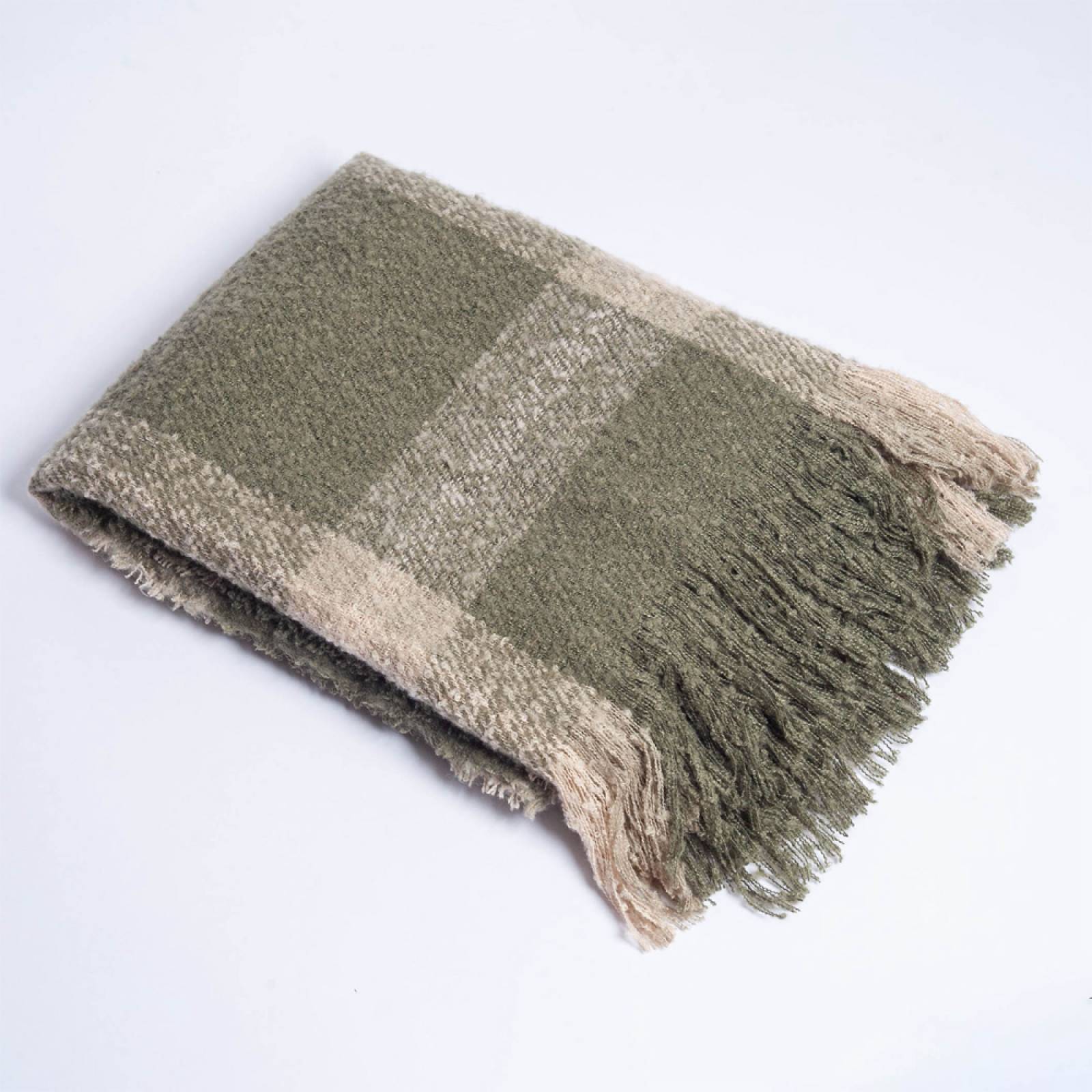 Checked Blanket Throw In Forest Green thumbnails