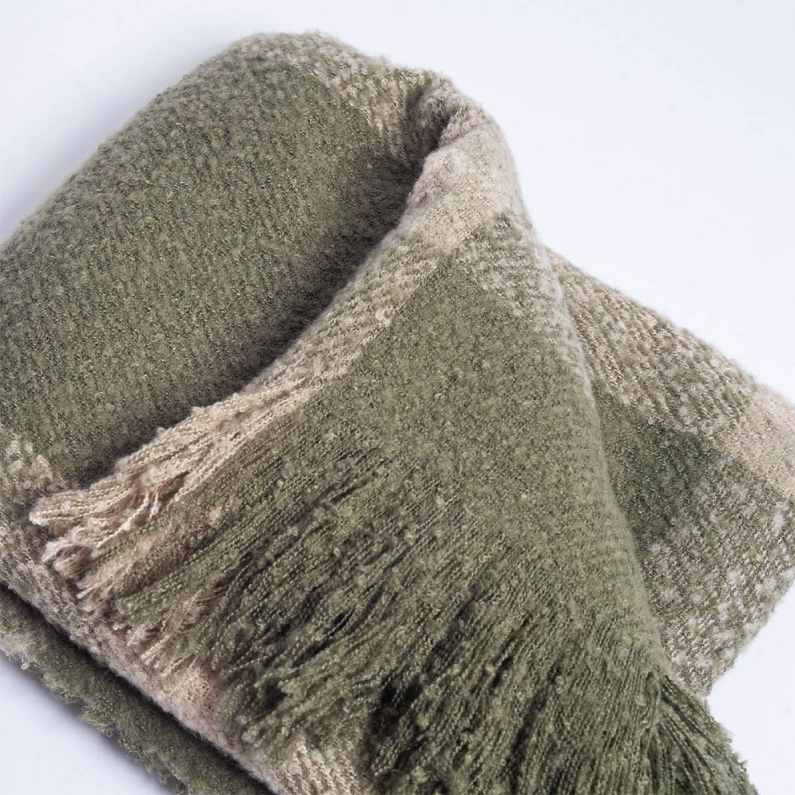 Checked Blanket Throw In Forest Green thumbnails