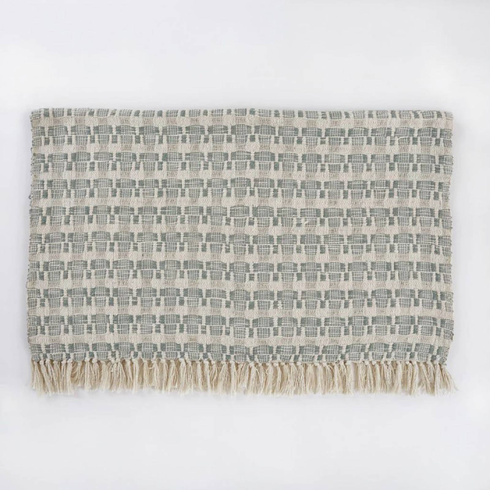 Chequerboard Blanket Throw In Dove Grey 100x220cm