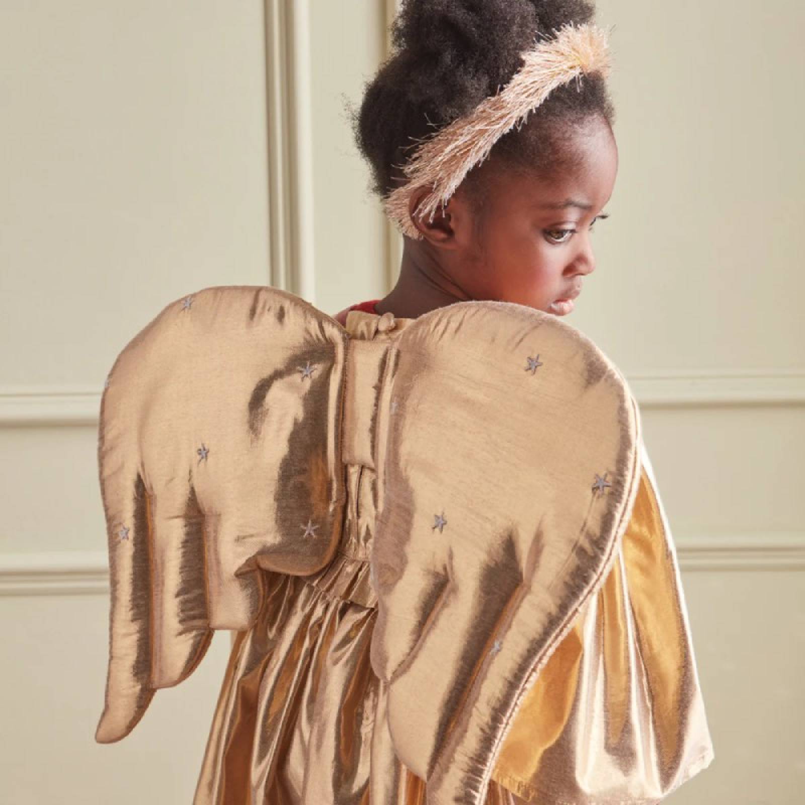 Children's Gold Quilted Angel Wings Fancy Dress Costume 3-6yrs thumbnails