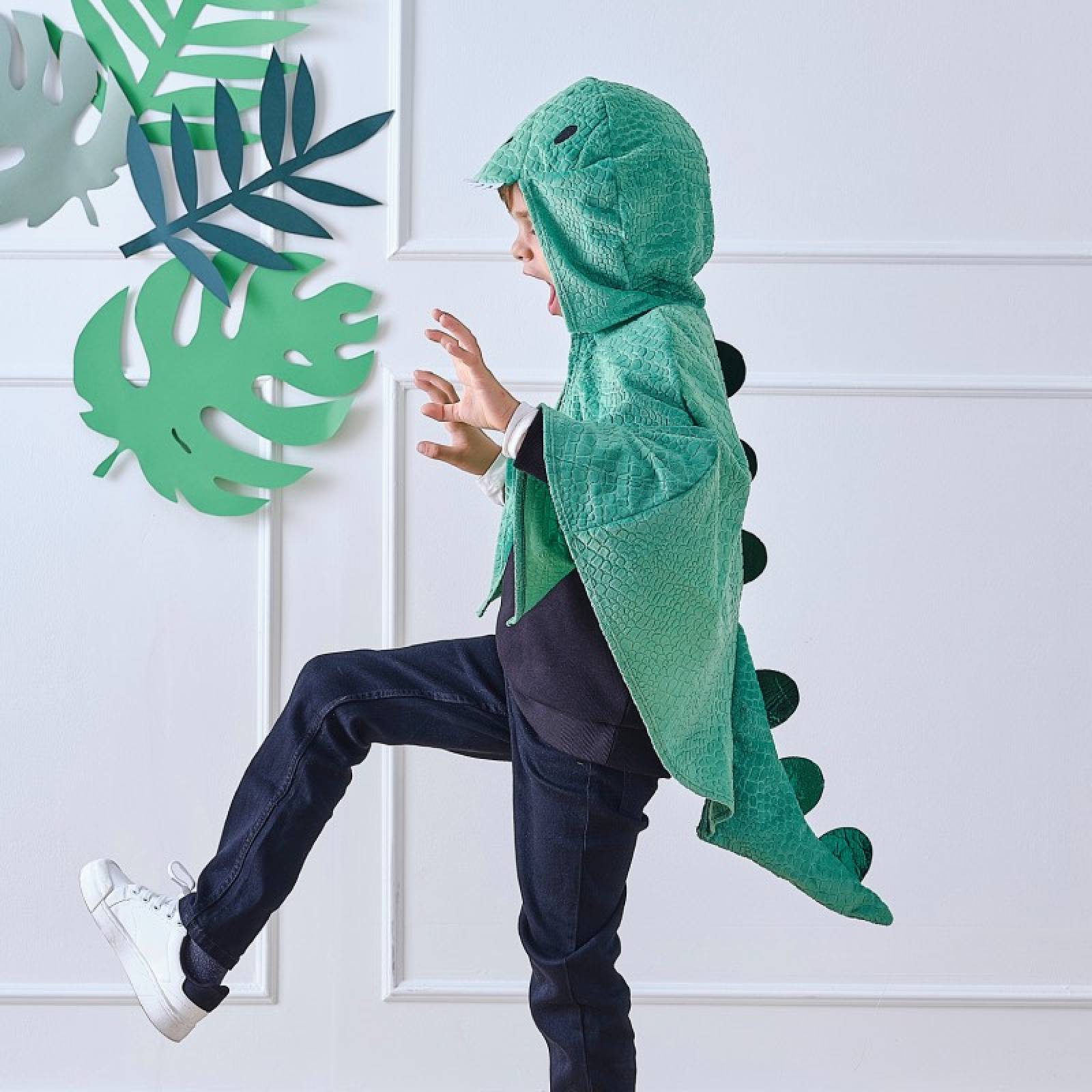 Children's Green Dinosaur Costume Cape thumbnails