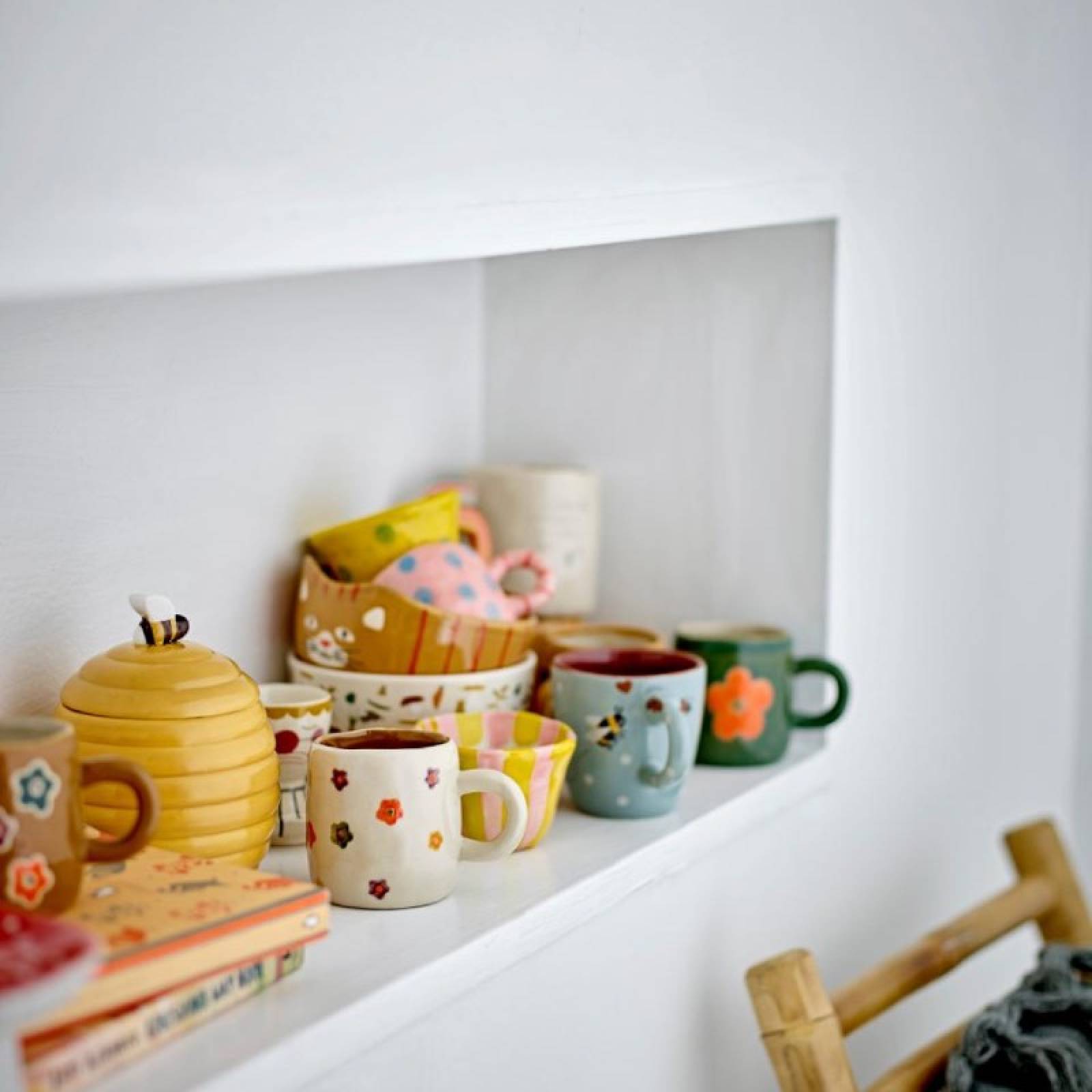 Children's Hand-painted Stoneware Mug In Flower Green thumbnails