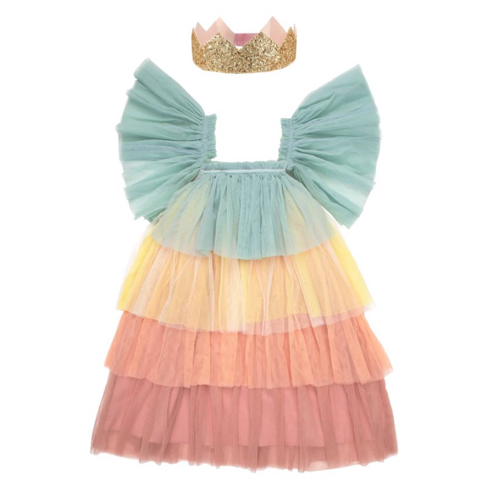 Children's Rainbow Ruffle Princess Fancy Dress Costume 3-4yrs