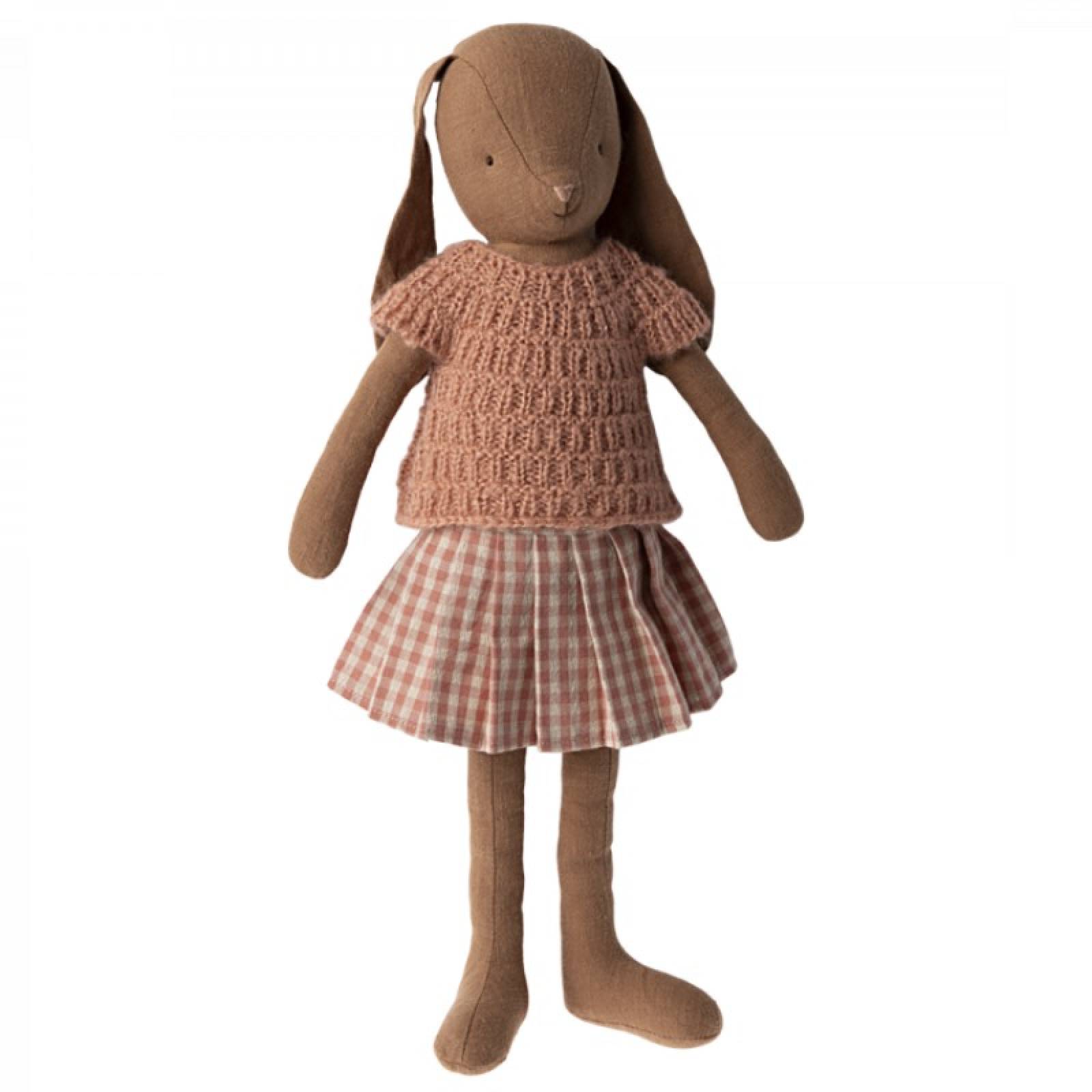 Chocolate Brown Bunny In Jumper & Skirt Soft Toy By Maileg 0+