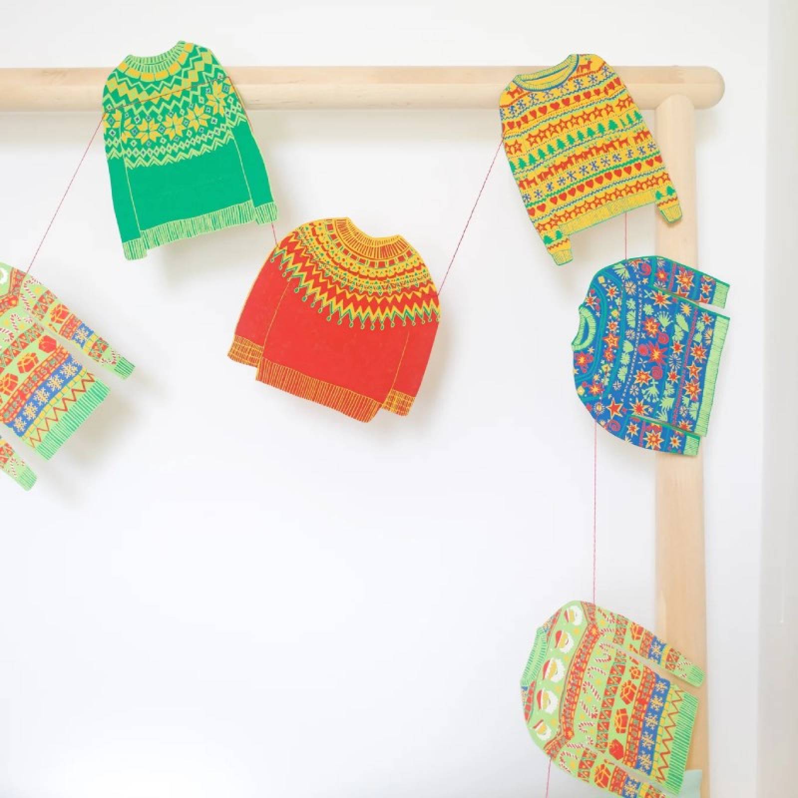 Christmas Jumpers - Printed Sewn Paper Garland thumbnails