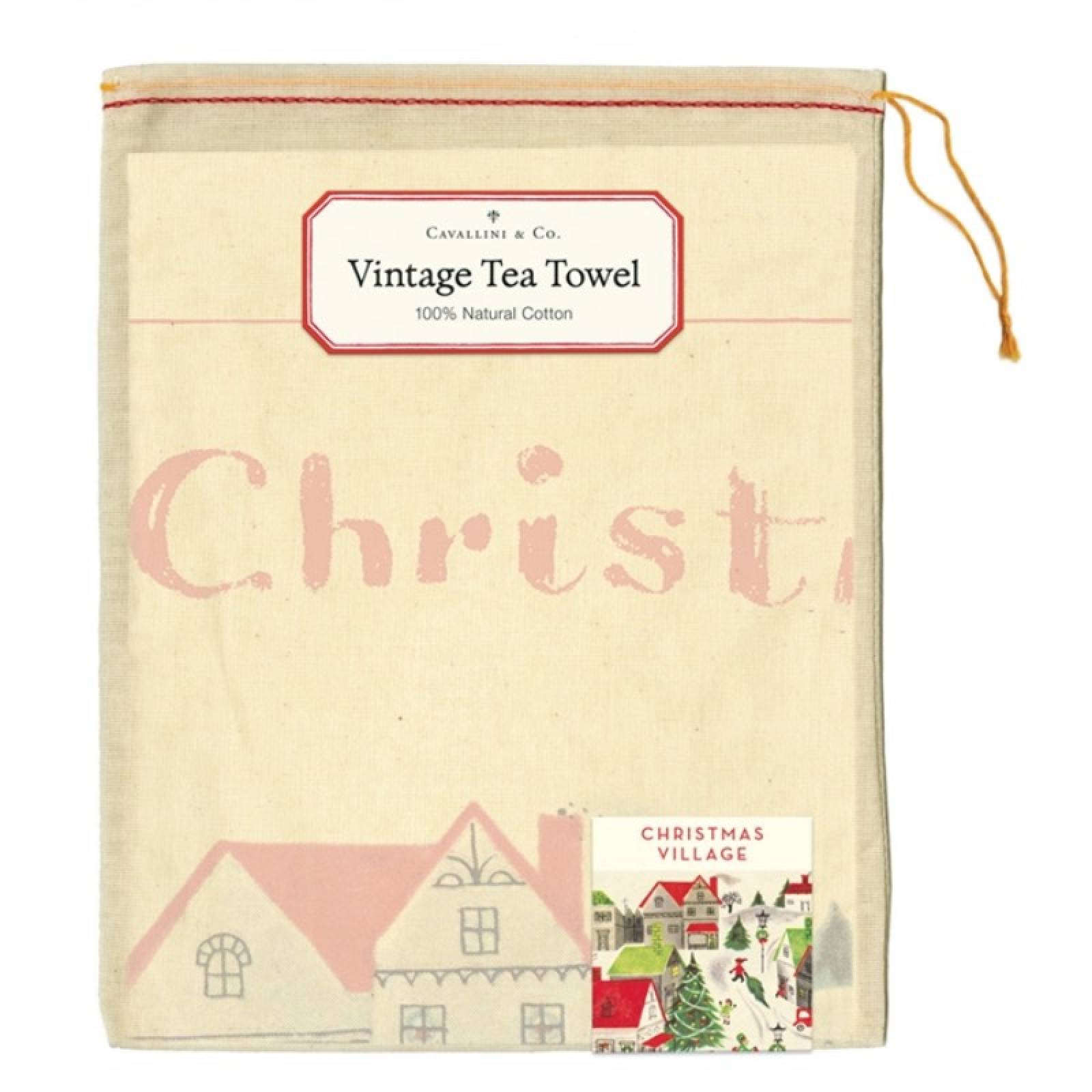 Christmas Village Cotton Tea Towel With Gift Bag thumbnails