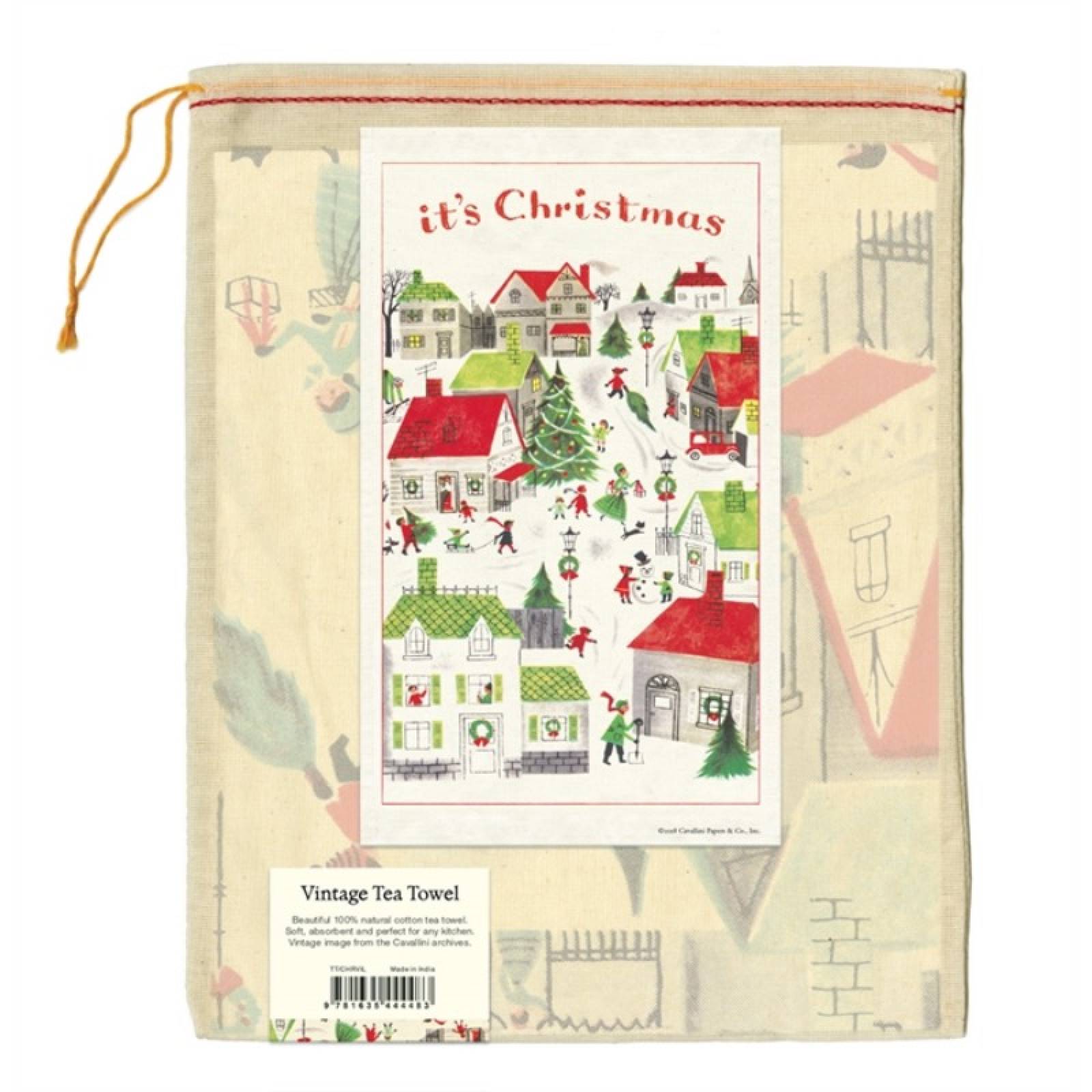 Christmas Village Cotton Tea Towel With Gift Bag thumbnails