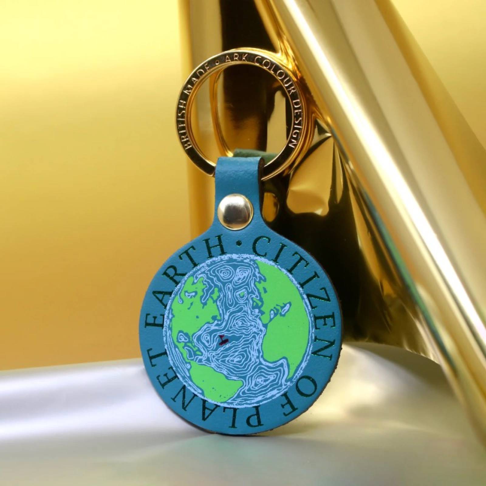Citizen Of Planet Earth Leather Keyring In Teal