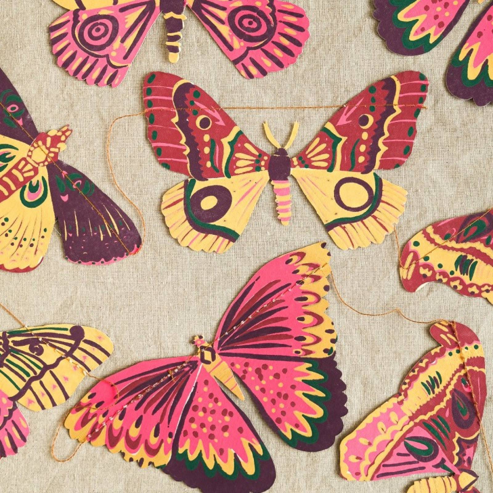 Colourful Butterflies - Printed Sewn Paper Garland Decoration