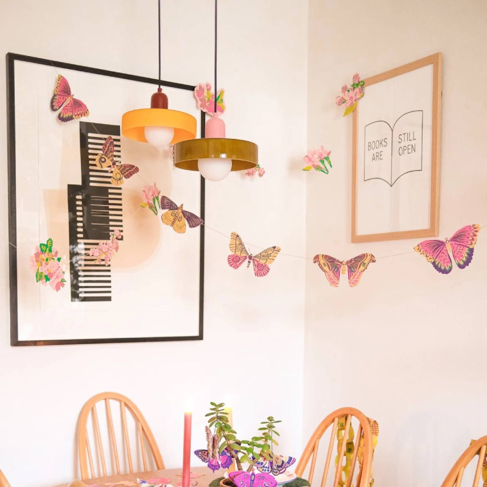 Colourful Butterflies - Printed Sewn Paper Garland Decoration thumbnails