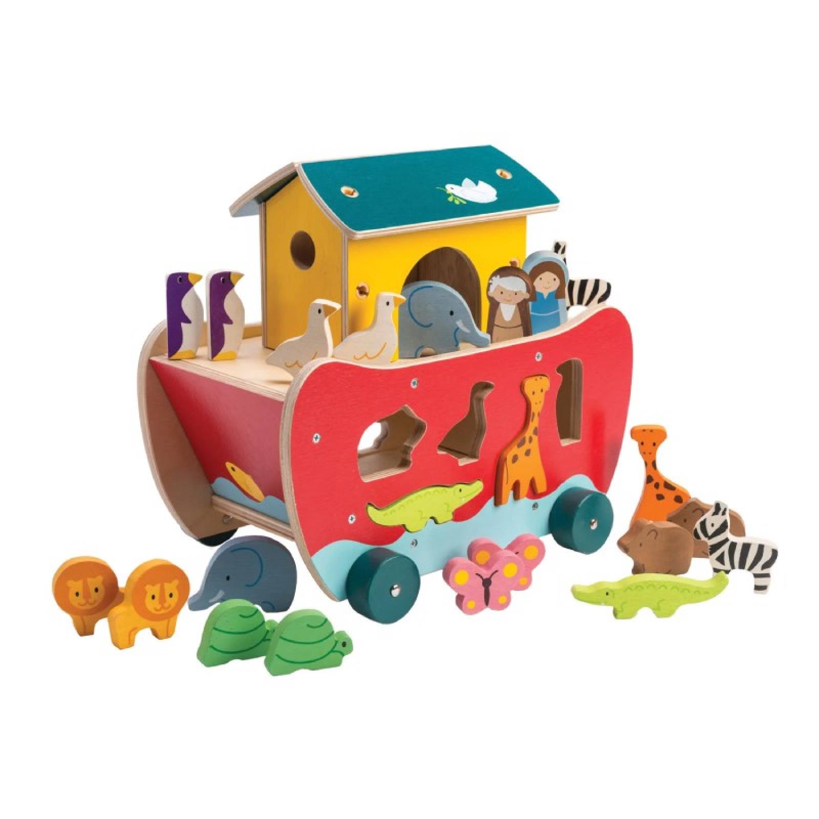 Colourful Wooden Noah's Shape Sorter Ark 18m+