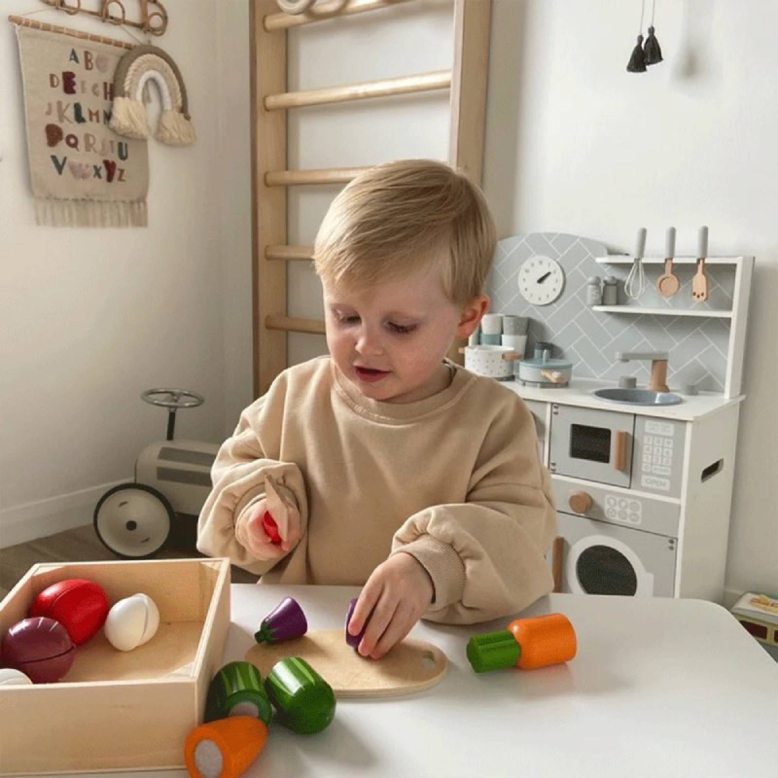 Cutting Vegetables Wooden Food In Wooden Box 18m+ thumbnails