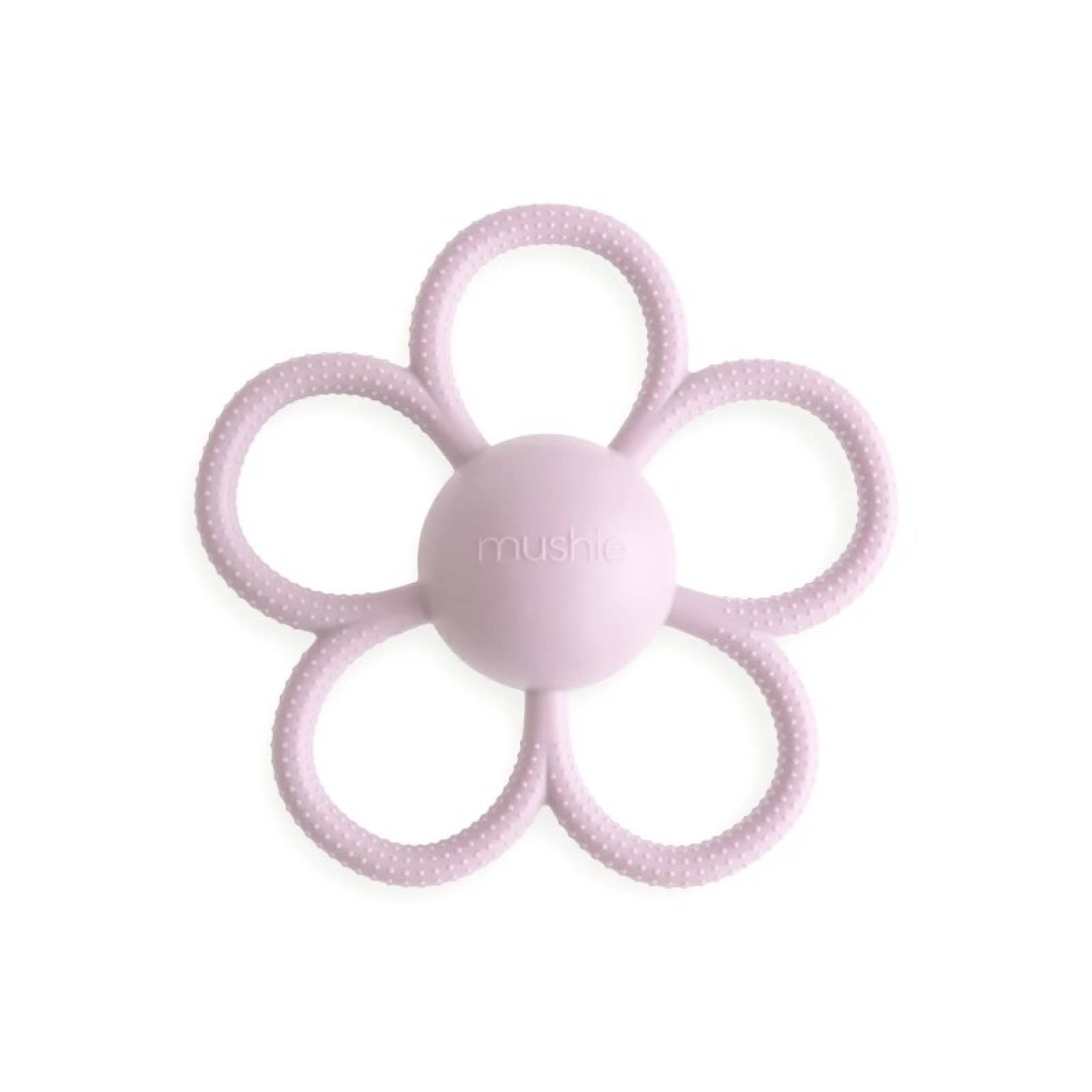 Daisy Silicone Rattle Teether Toy In Soft Lilac 3+