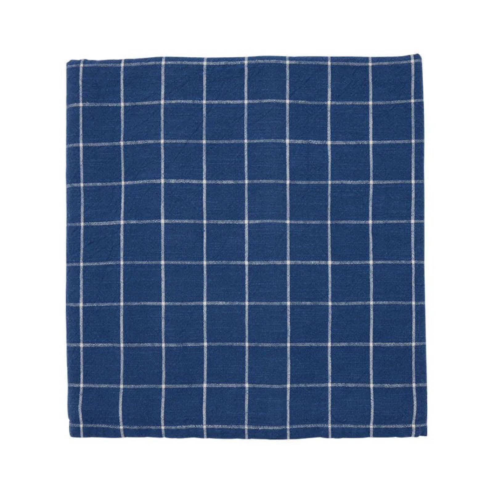 Dark Blue & White Grid Patterned Tablecloth 200x140cm thumbnails