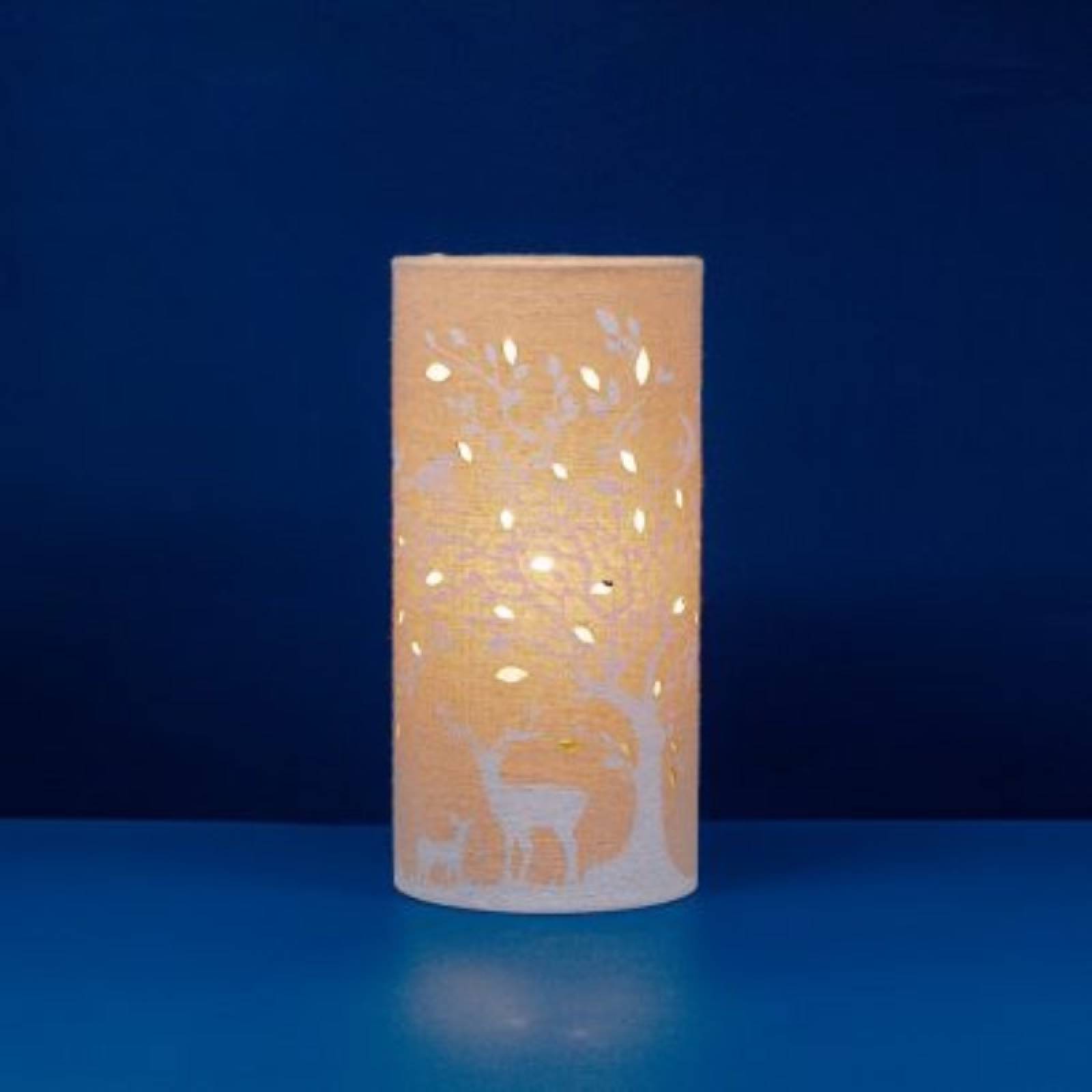 Deer & Birds - Cylindrical Fabric Lamp thumbnails