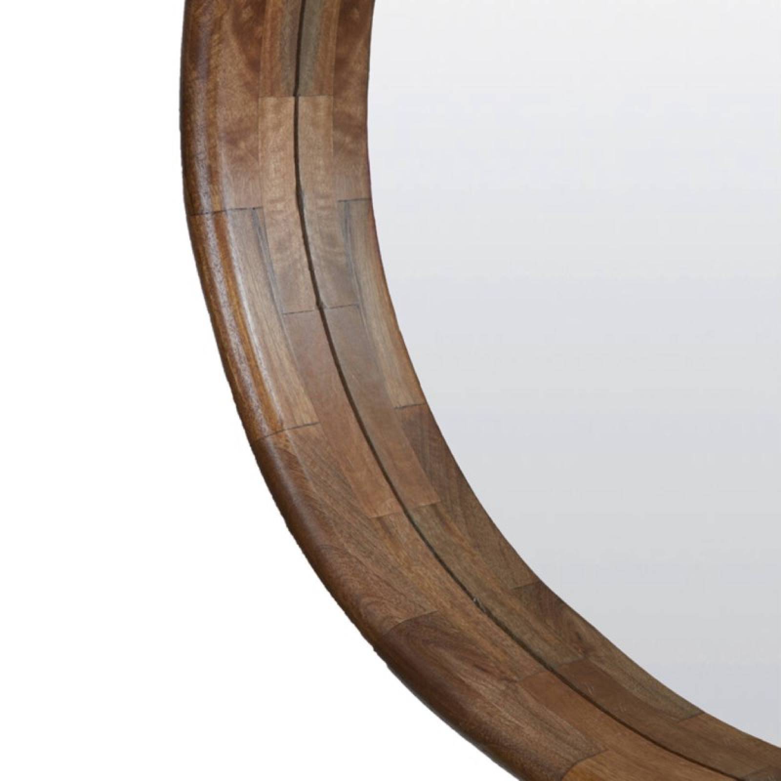Denahi Wooden Circular Mirror In Oil Brown 80cm thumbnails