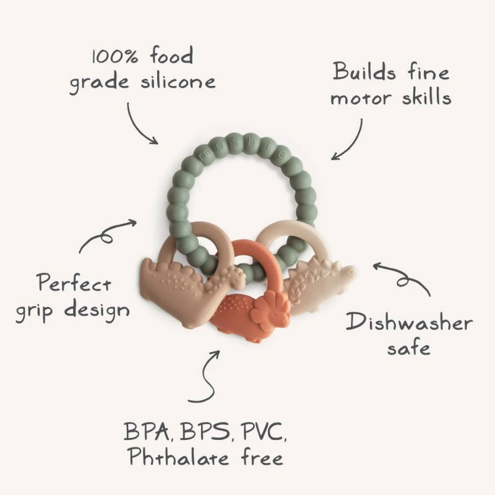 Dino Silicone Teething Ring 3m+ thumbnails