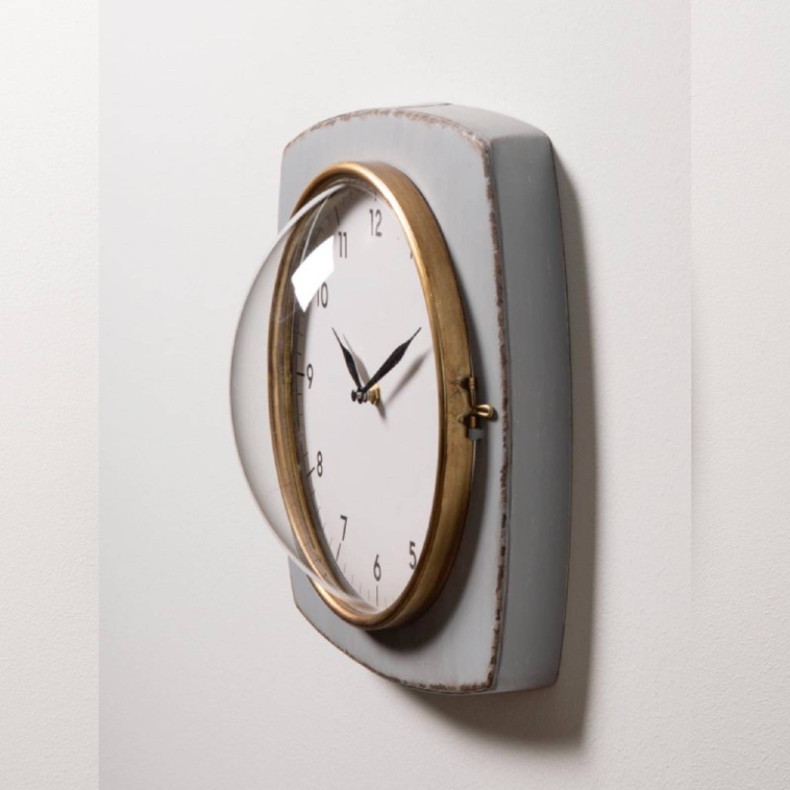 Distressed Grey Wall Clock With Convex Front thumbnails