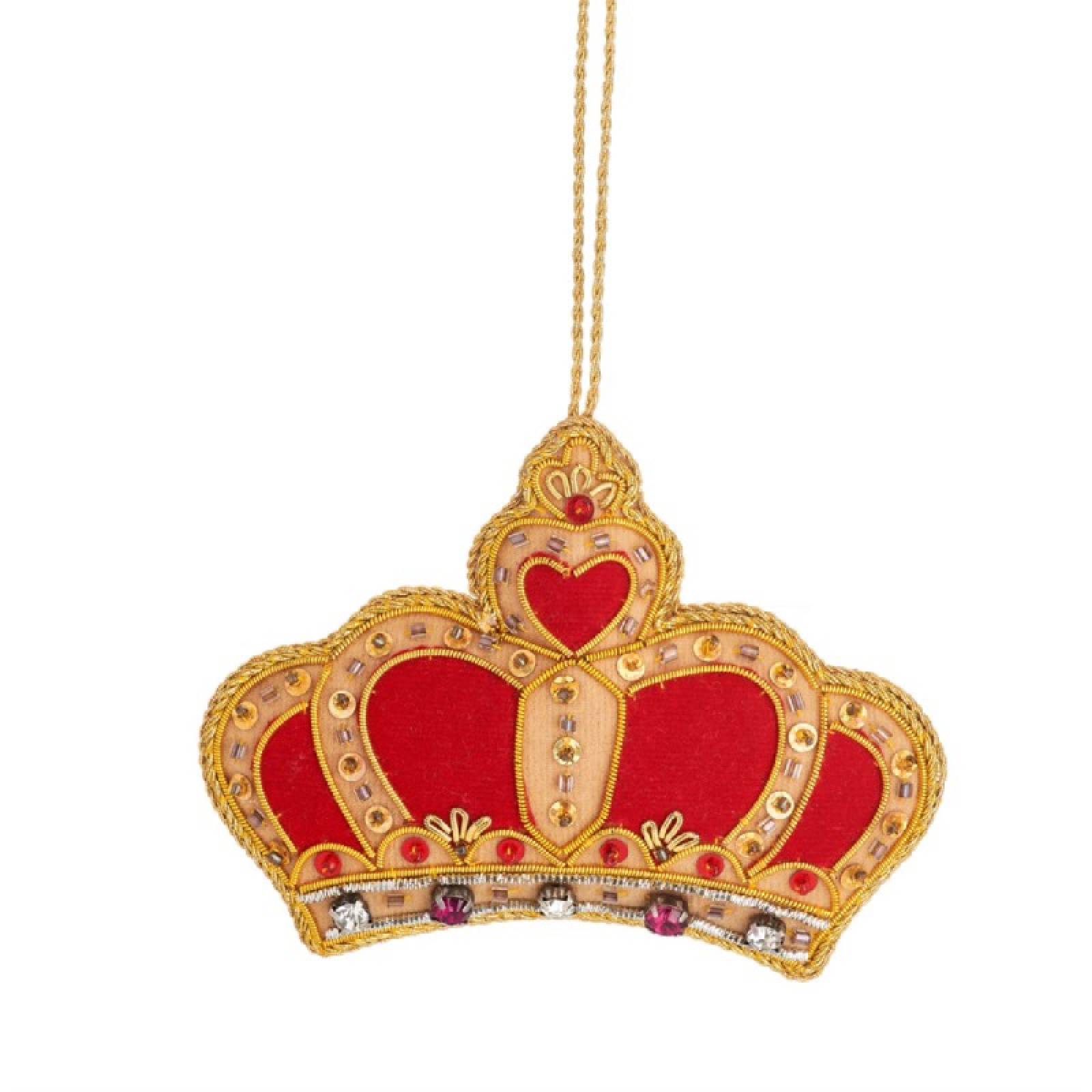 Embroidered Crown Hanging Christmas Decoration