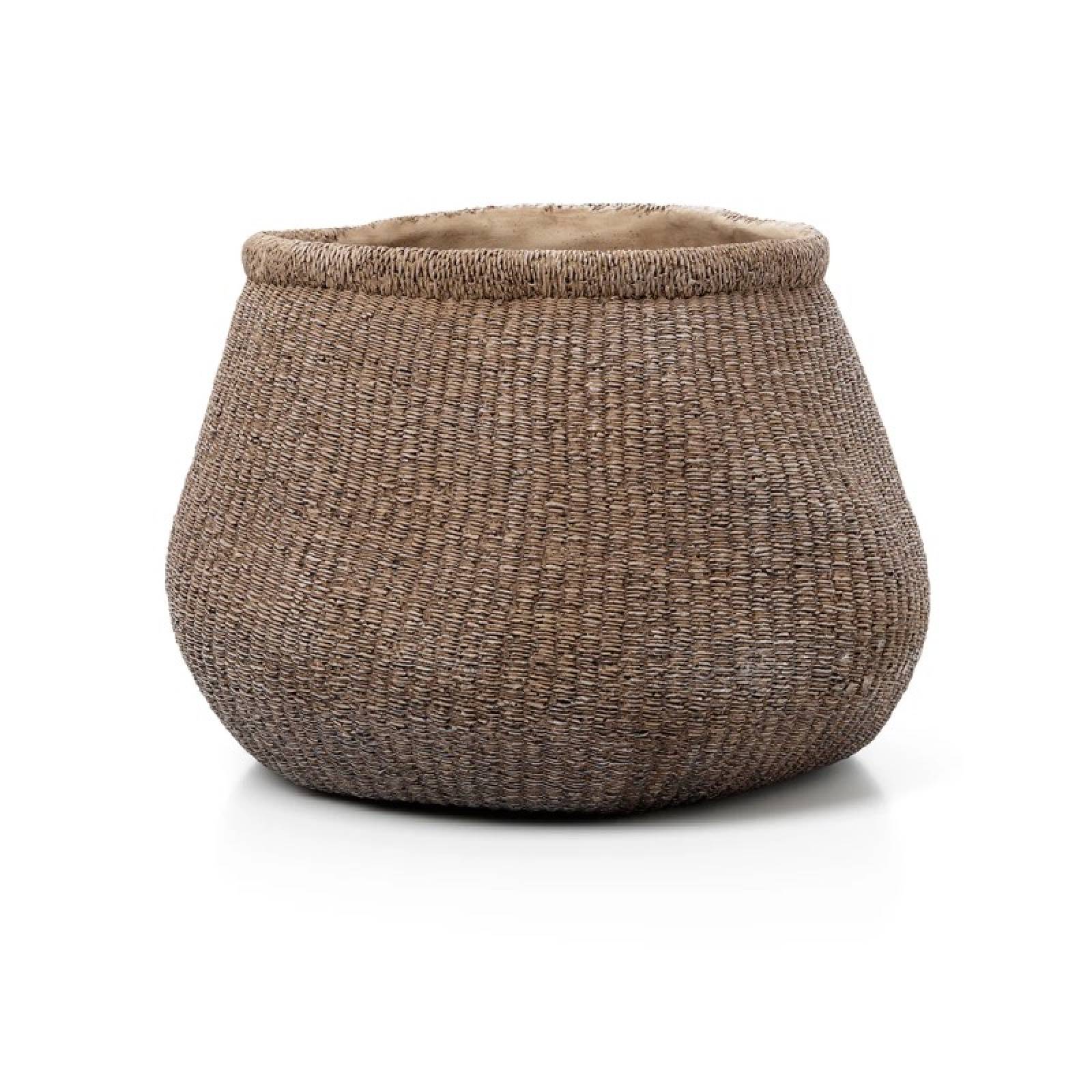 Extra Large Concrete Faux Rattan Plant Pot