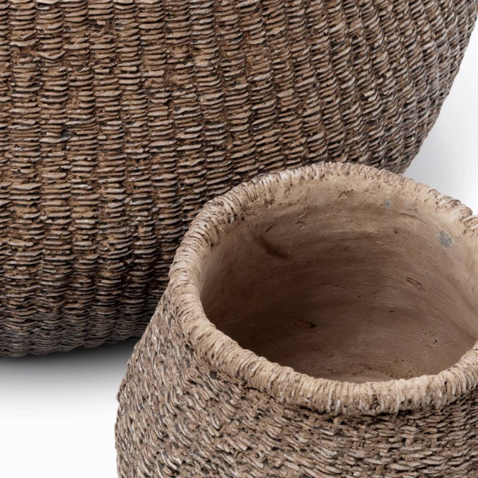 Extra Large Concrete Faux Rattan Plant Pot thumbnails