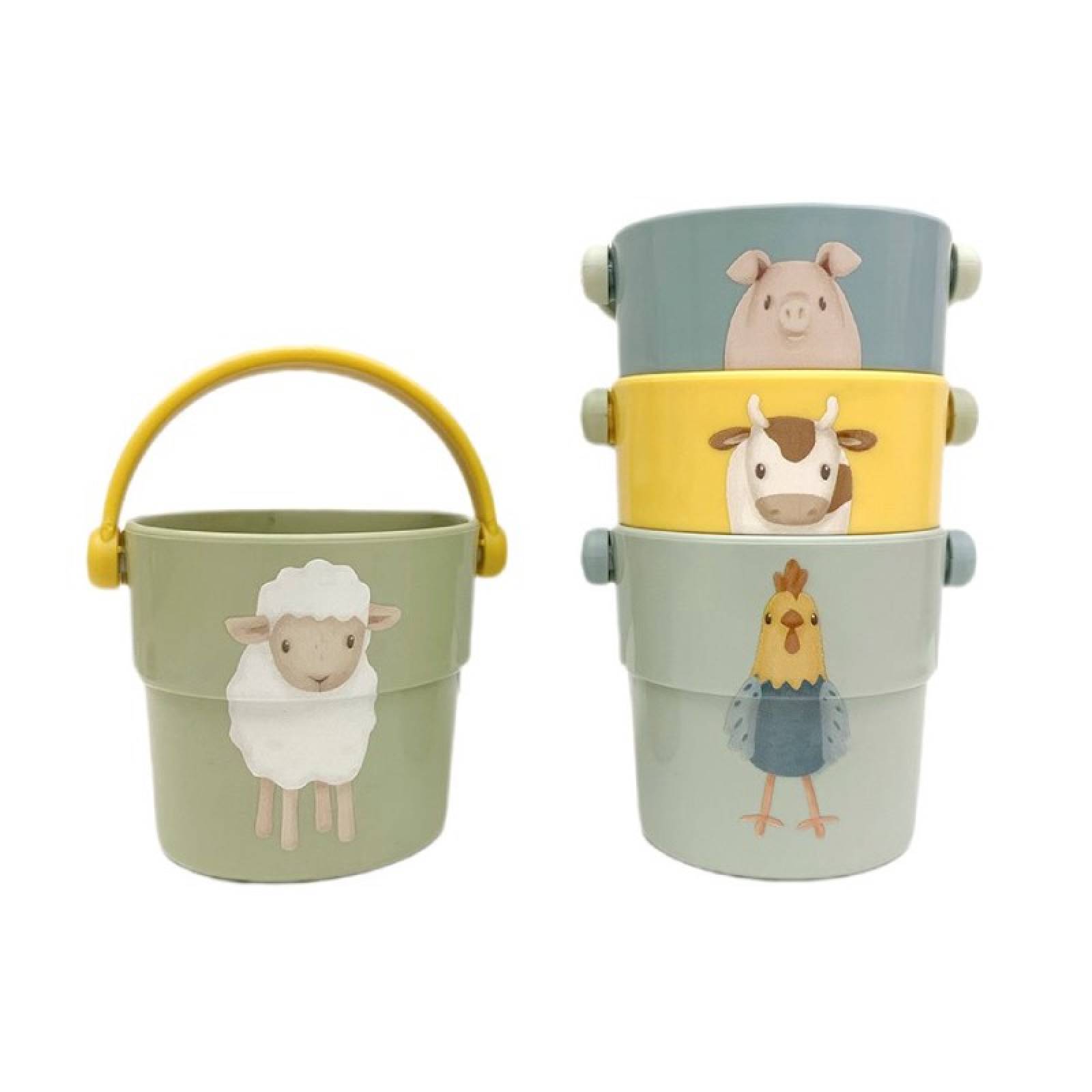 Farm Set Of 4 Bath Cups By Little Dutch 18m+