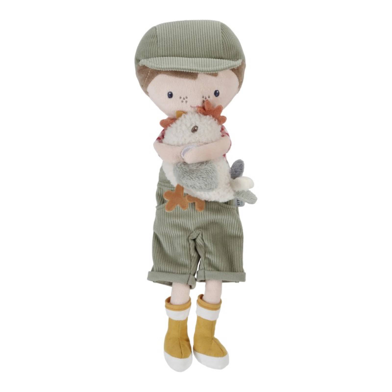 Farmer Jim With Chicken - Medium Cuddle Doll By Little Dutch 1+