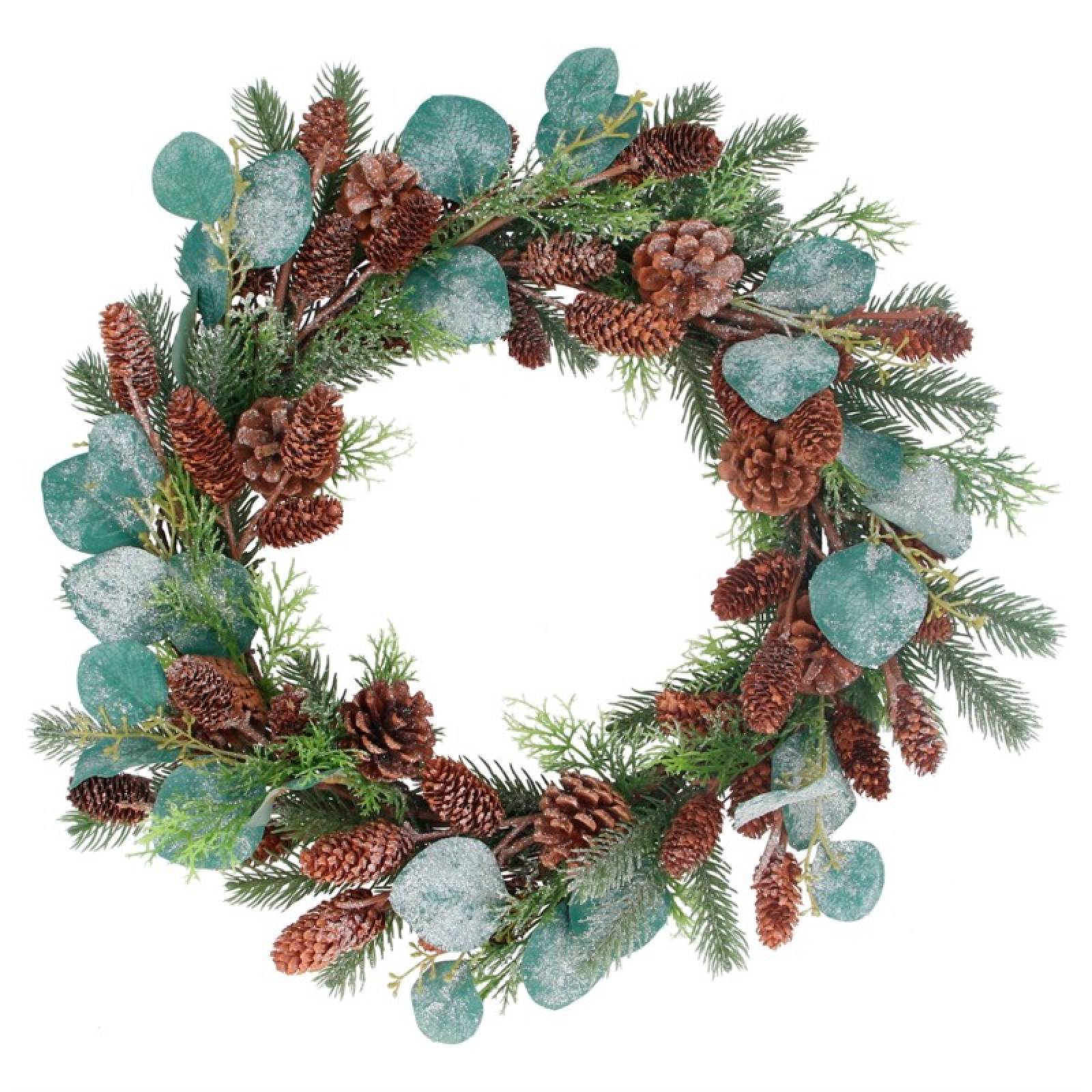 Faux Eucalyptus & Pine Christmas Wreath With Cones