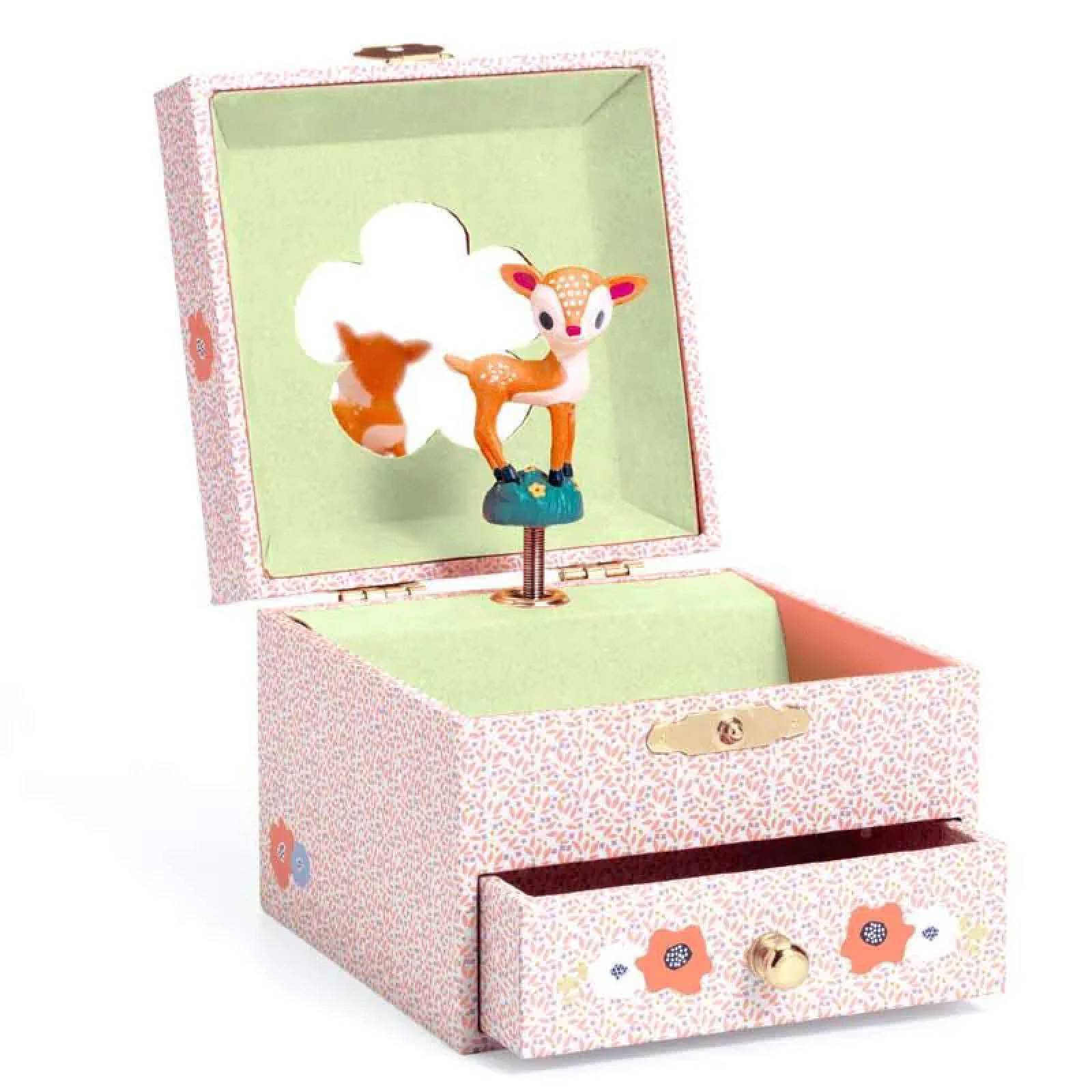 Fawn Music Box With Drawer In Pink By Djeco