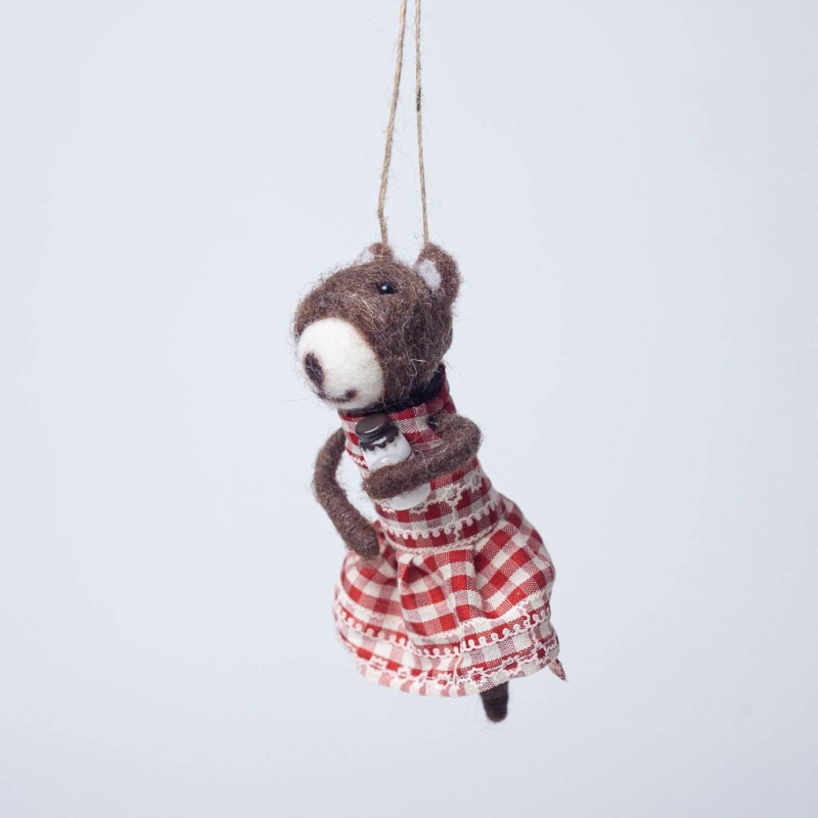 Felt Scandinavian Bear Hanging Christmas Decoration thumbnails