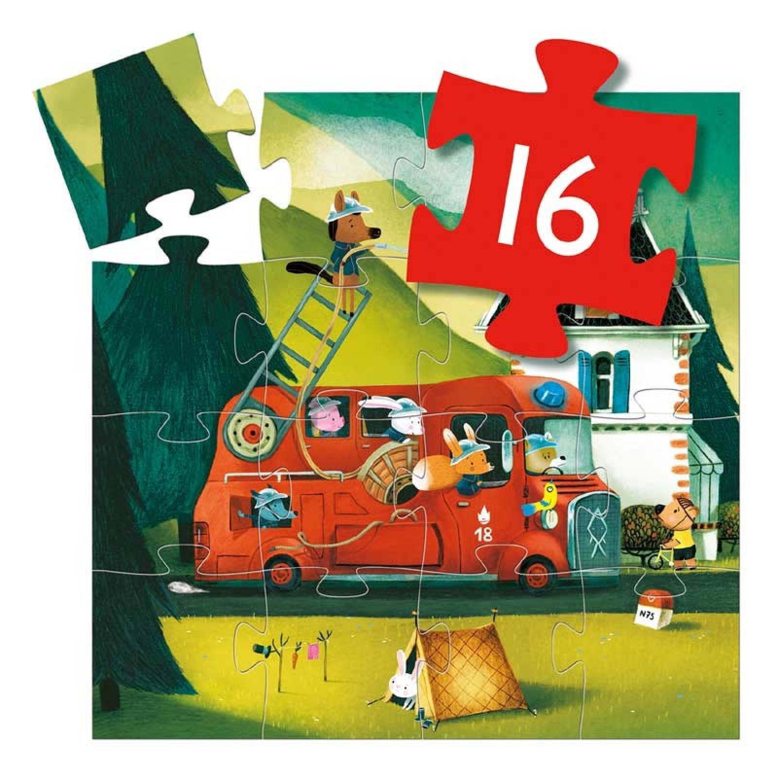 Fire Truck - 16 Piece Jigsaw Puzzle By Djeco 3+ thumbnails