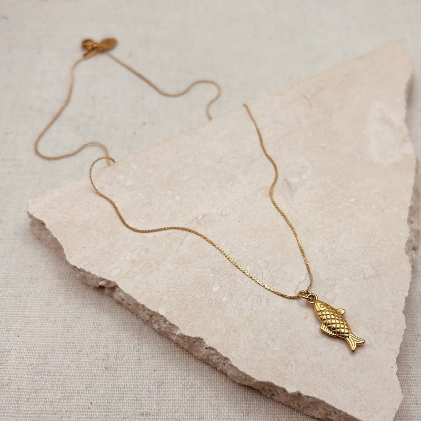 Fish Charm Necklace In Gold