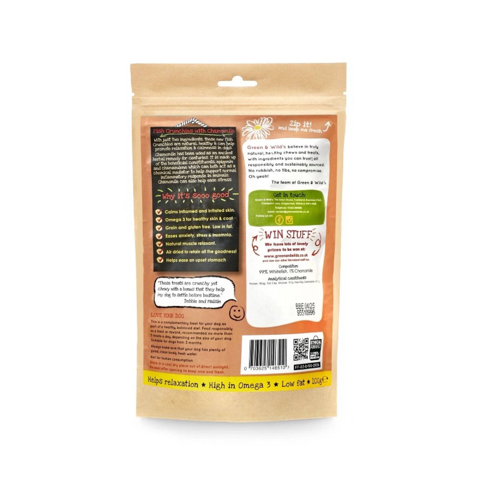 Fish Crunchies With Chamomile Eco Dog Treats 100g thumbnails