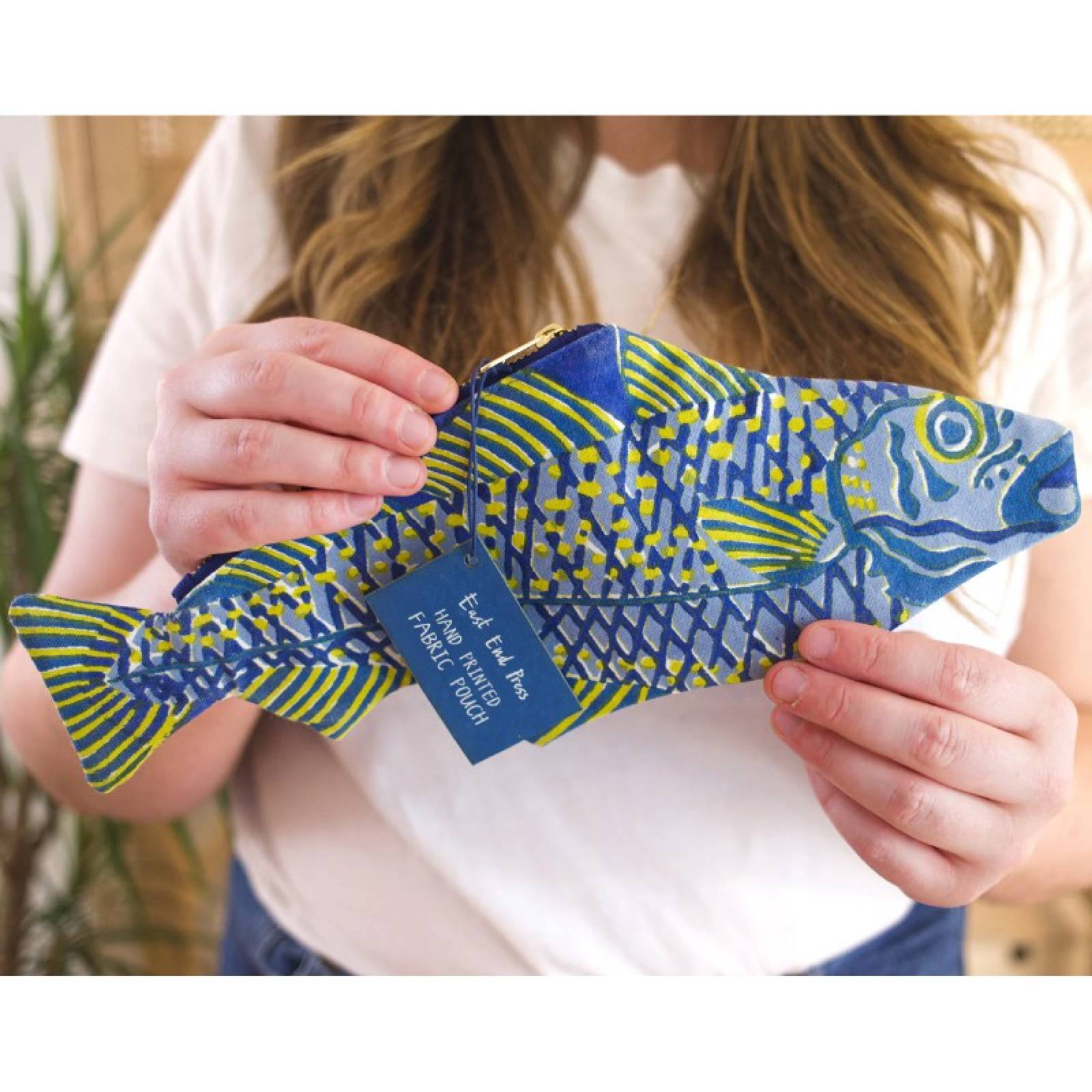 Fish - Hand Printed Cotton Pouch Case thumbnails