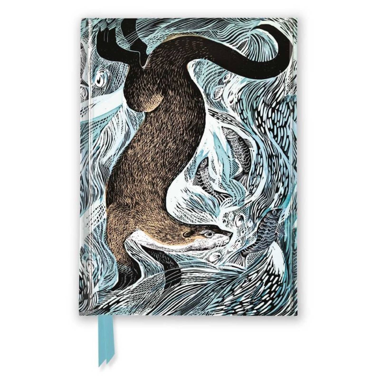 Fishing Otter By Angela Harding - Foiled Pocket Journal