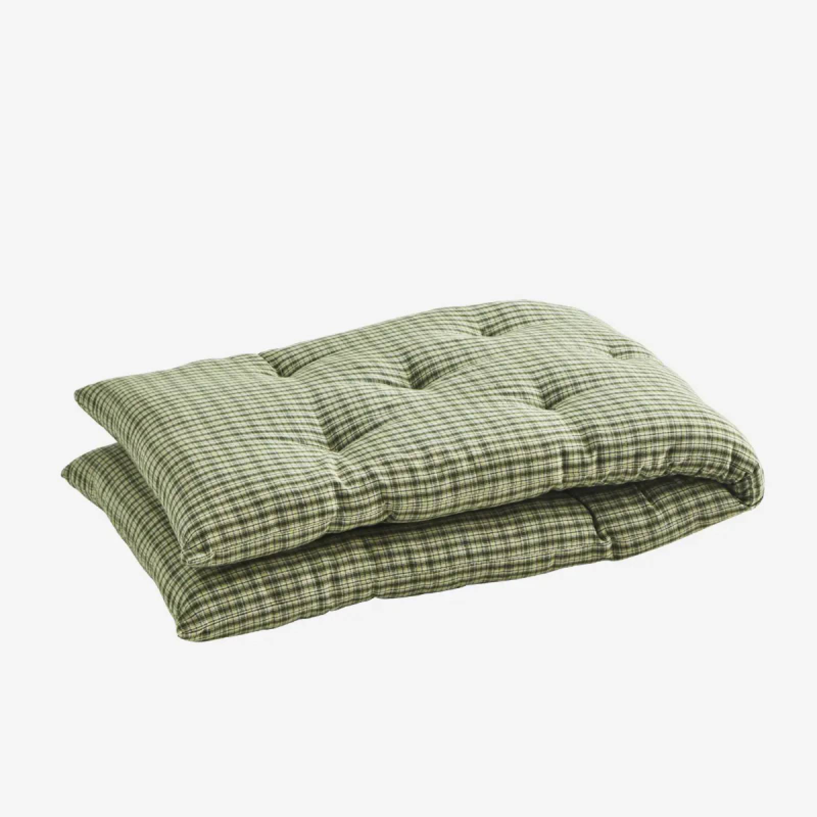 Folding Bench Cushion In Green Check
