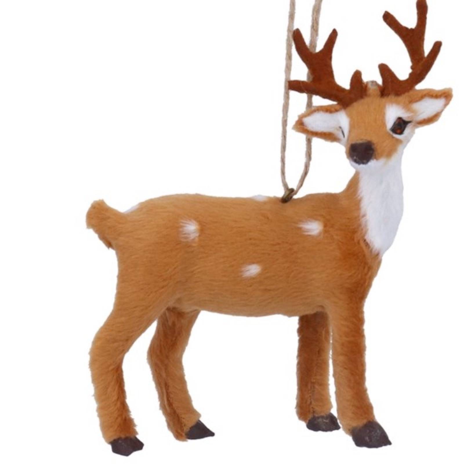 Furry Reindeer Hanging Christmas Decoration