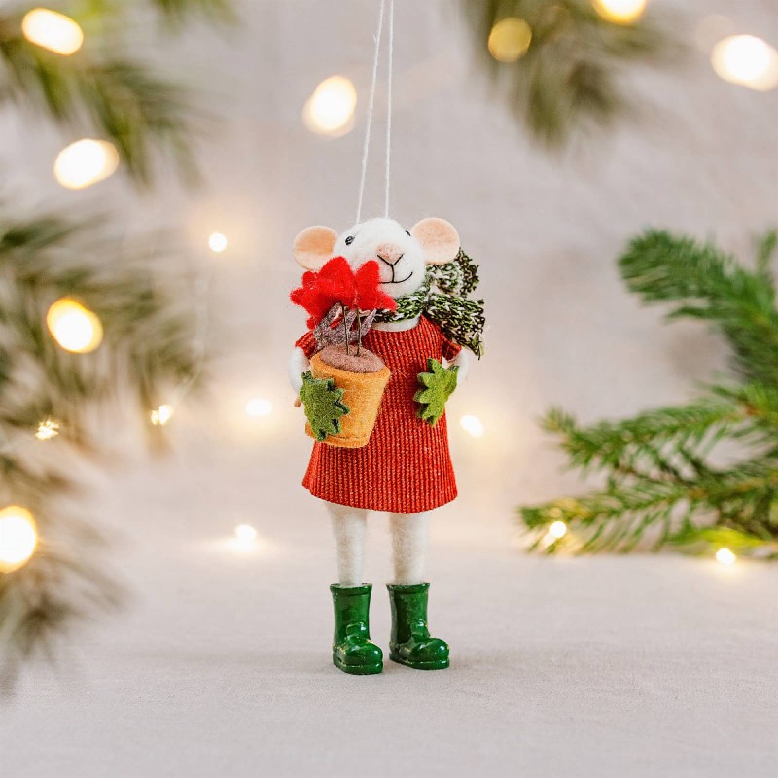 Gardening Mouse With Fork Hanging Felt Christmas Decoration thumbnails