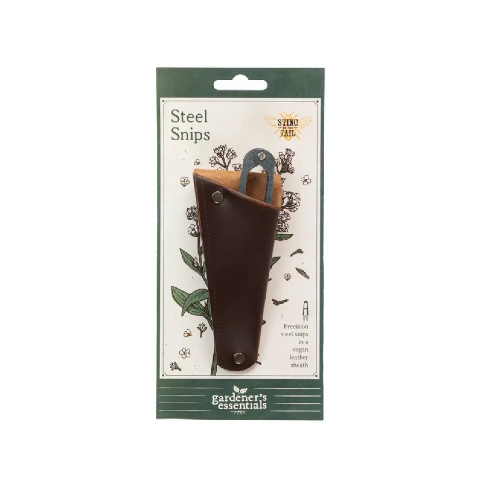 Gardening Steel Snips In Vegan Leather Pouch