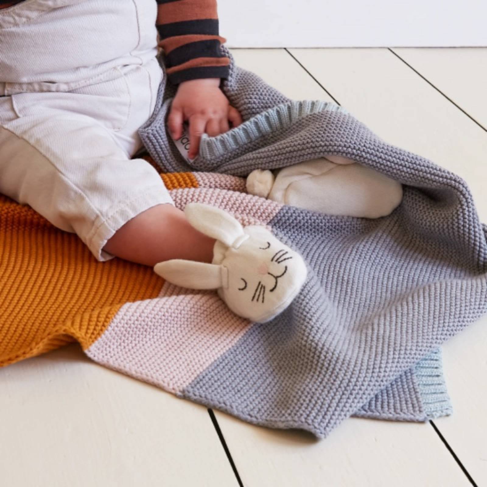 Gentle Stripe Textured Cotton Baby Blanket By Sophie Home thumbnails
