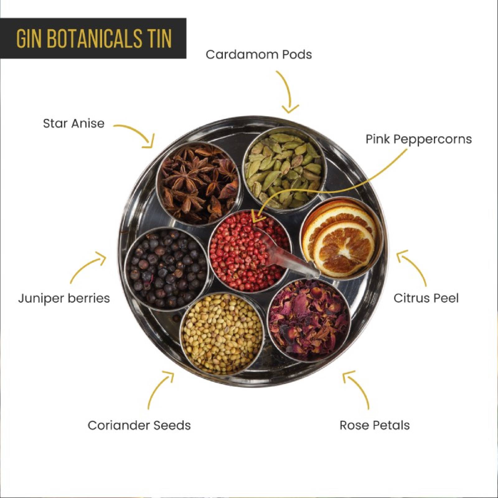 Gin Botanicals Tin With 7 Fragrant Botanicals & Silk Sari Wrap thumbnails