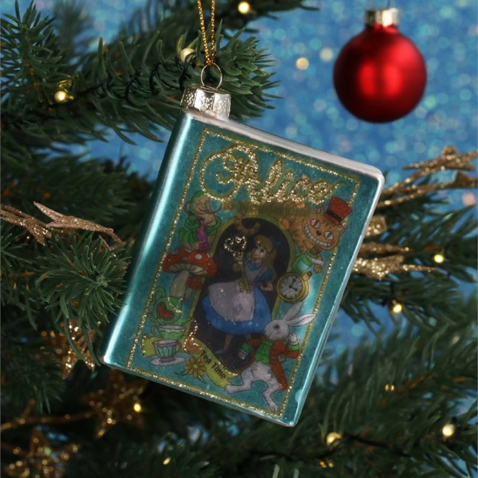 Glass Alice In Wonderland Book Hanging Christmas Decoration