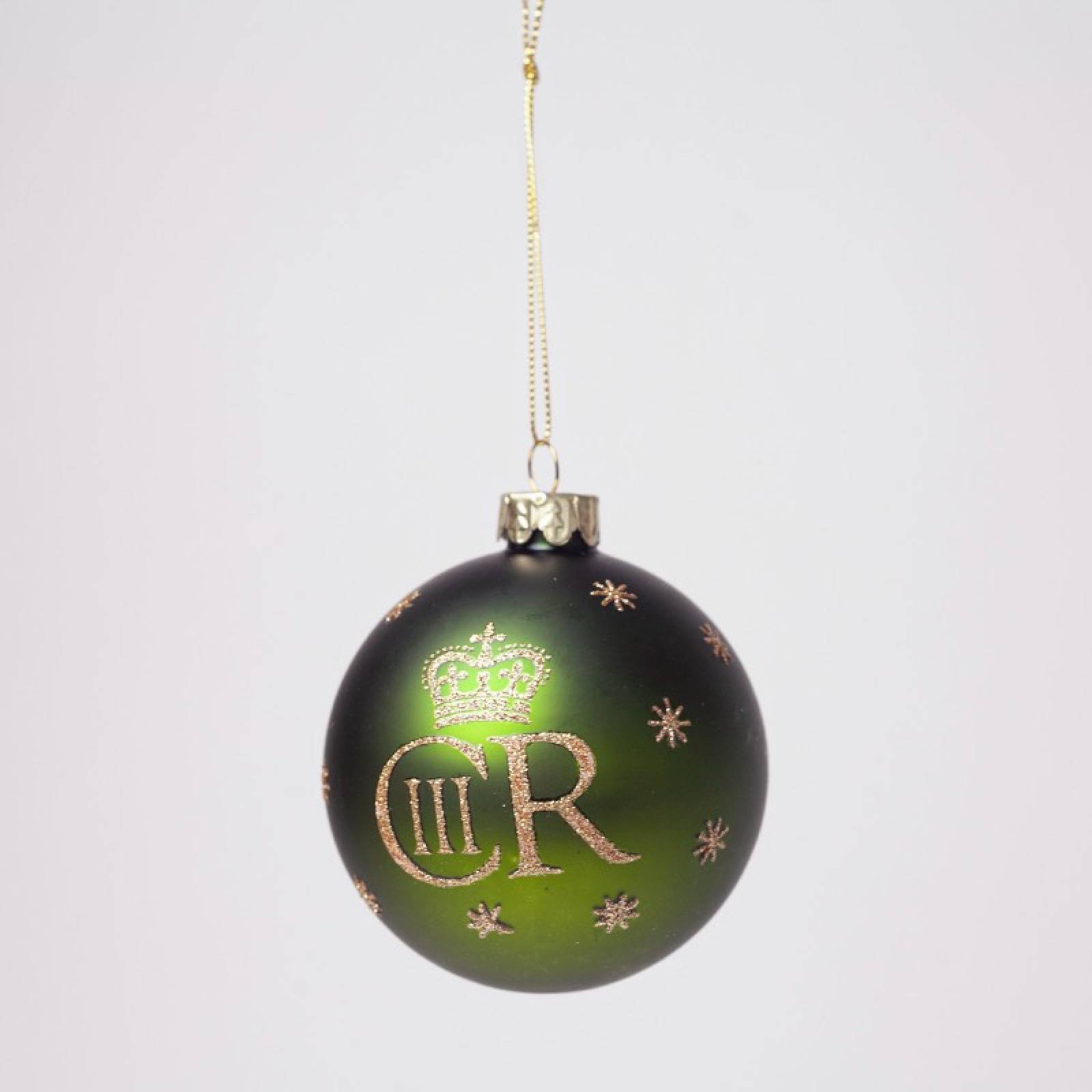 Glass King Charles Bauble Hanging Christmas Decoration In Green