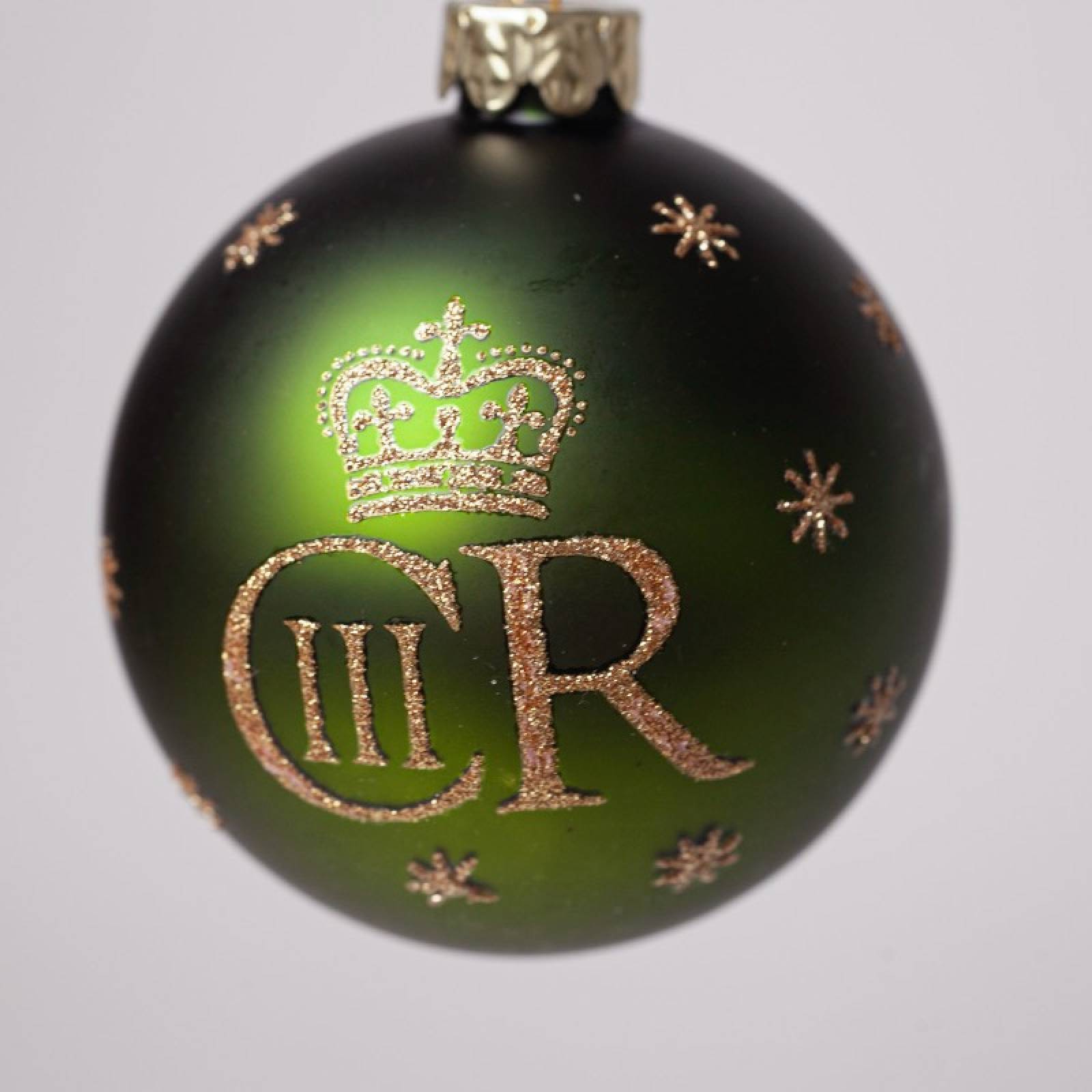 Glass King Charles Bauble Hanging Christmas Decoration In Green thumbnails