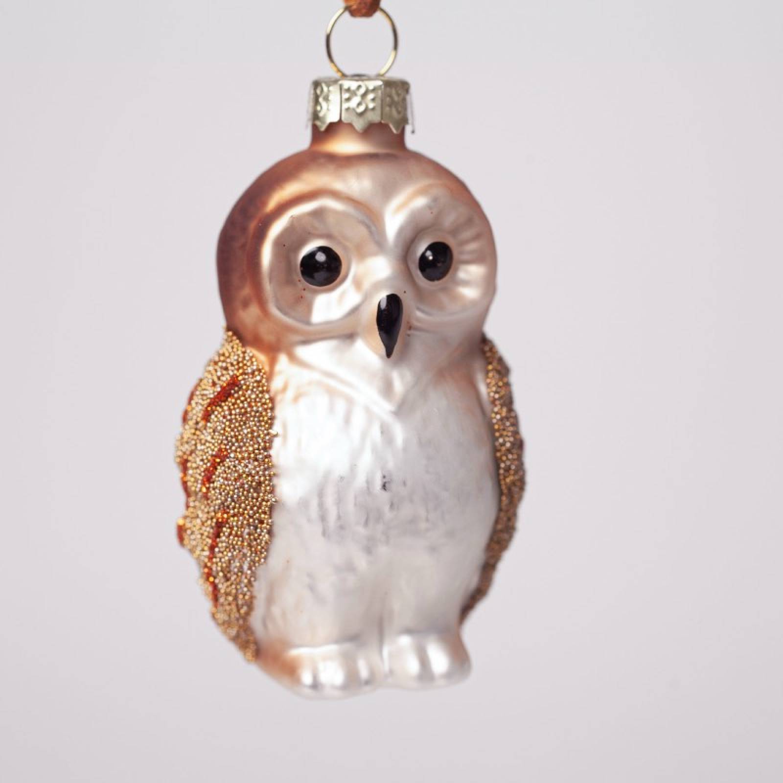 Glass Owl With Beaded Wings Hanging Christmas Decoration thumbnails