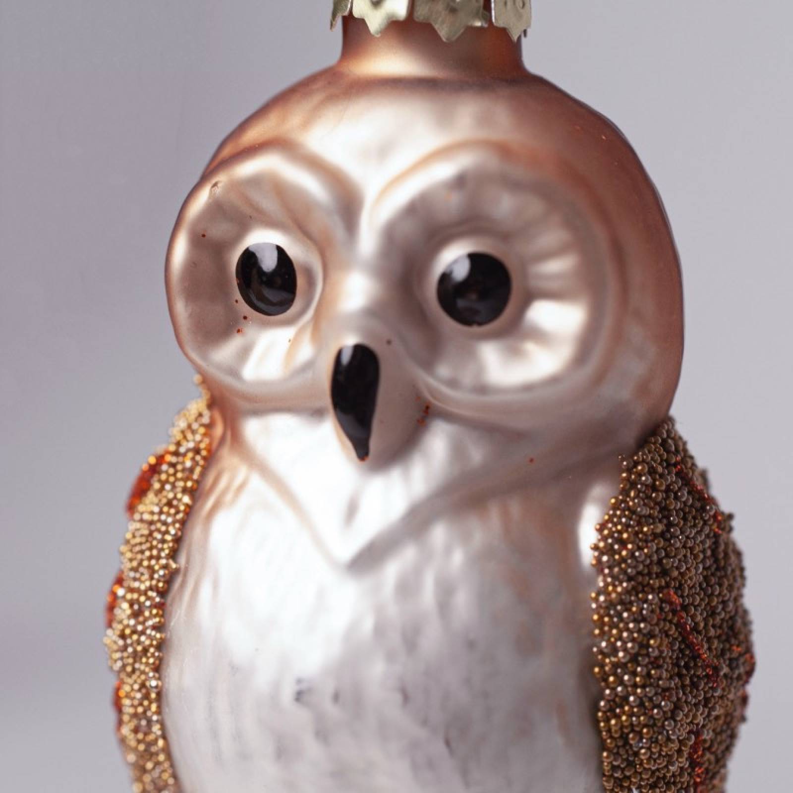 Glass Owl With Beaded Wings Hanging Christmas Decoration thumbnails