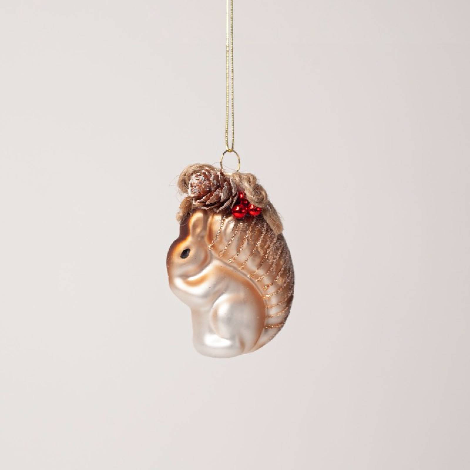 Glass Squirrel OR Hedgehog Hanging Chirstmas Decoration thumbnails