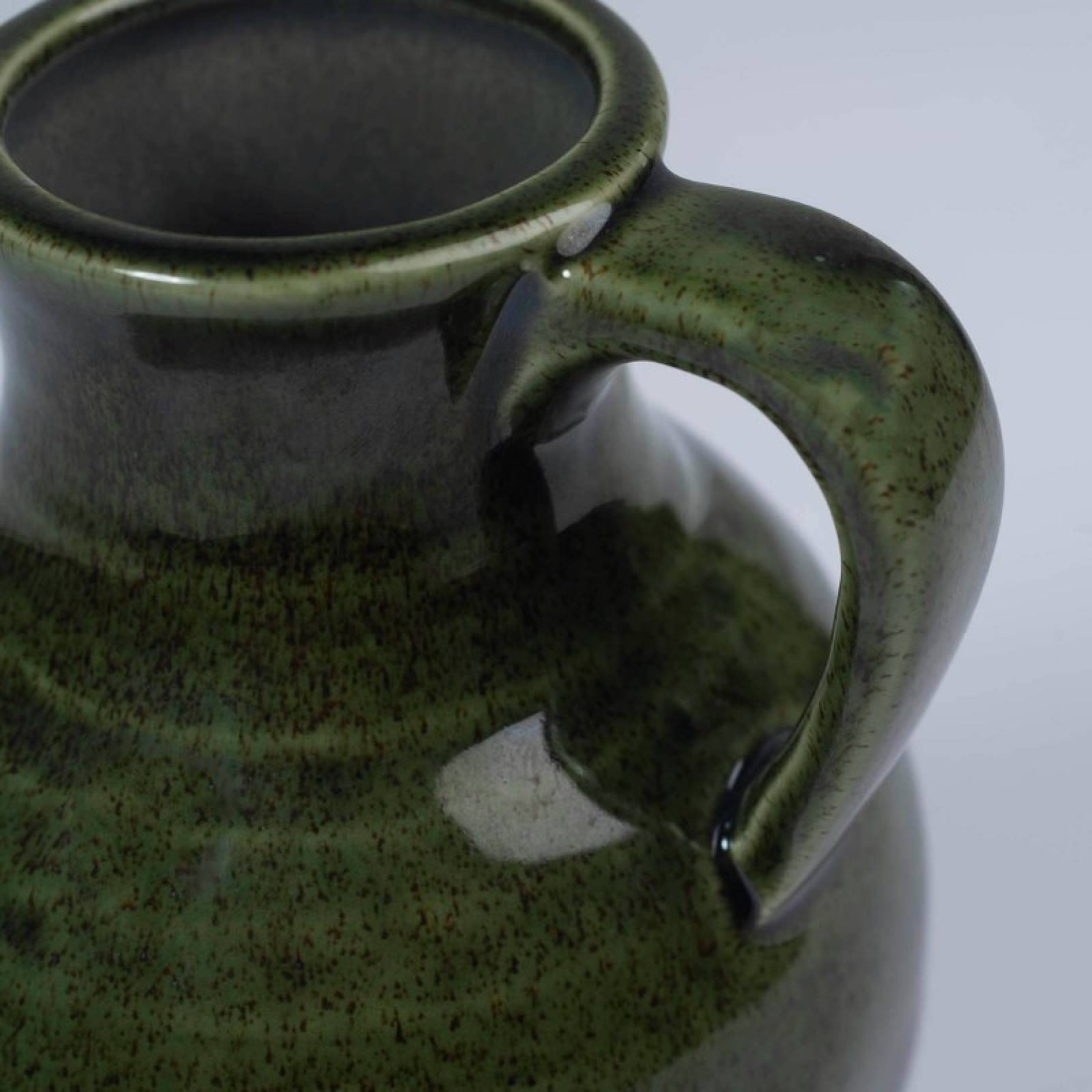Glazed Ceramic Jug Vase With Handle In Olive Green thumbnails