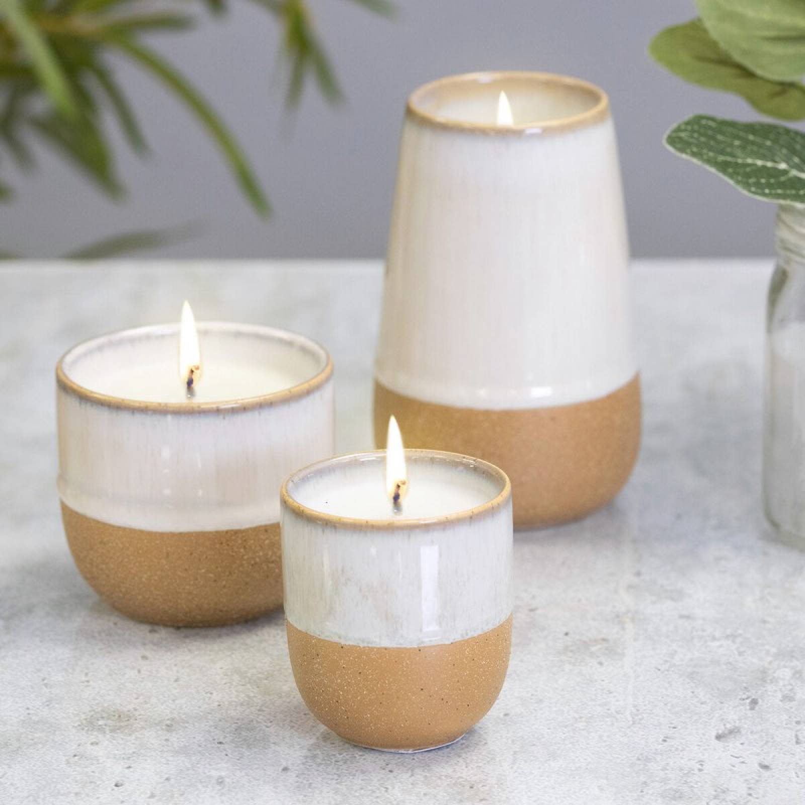 Glazed Ceramic Pot With Soy Candle - Jasmine & Bamboo 170g thumbnails