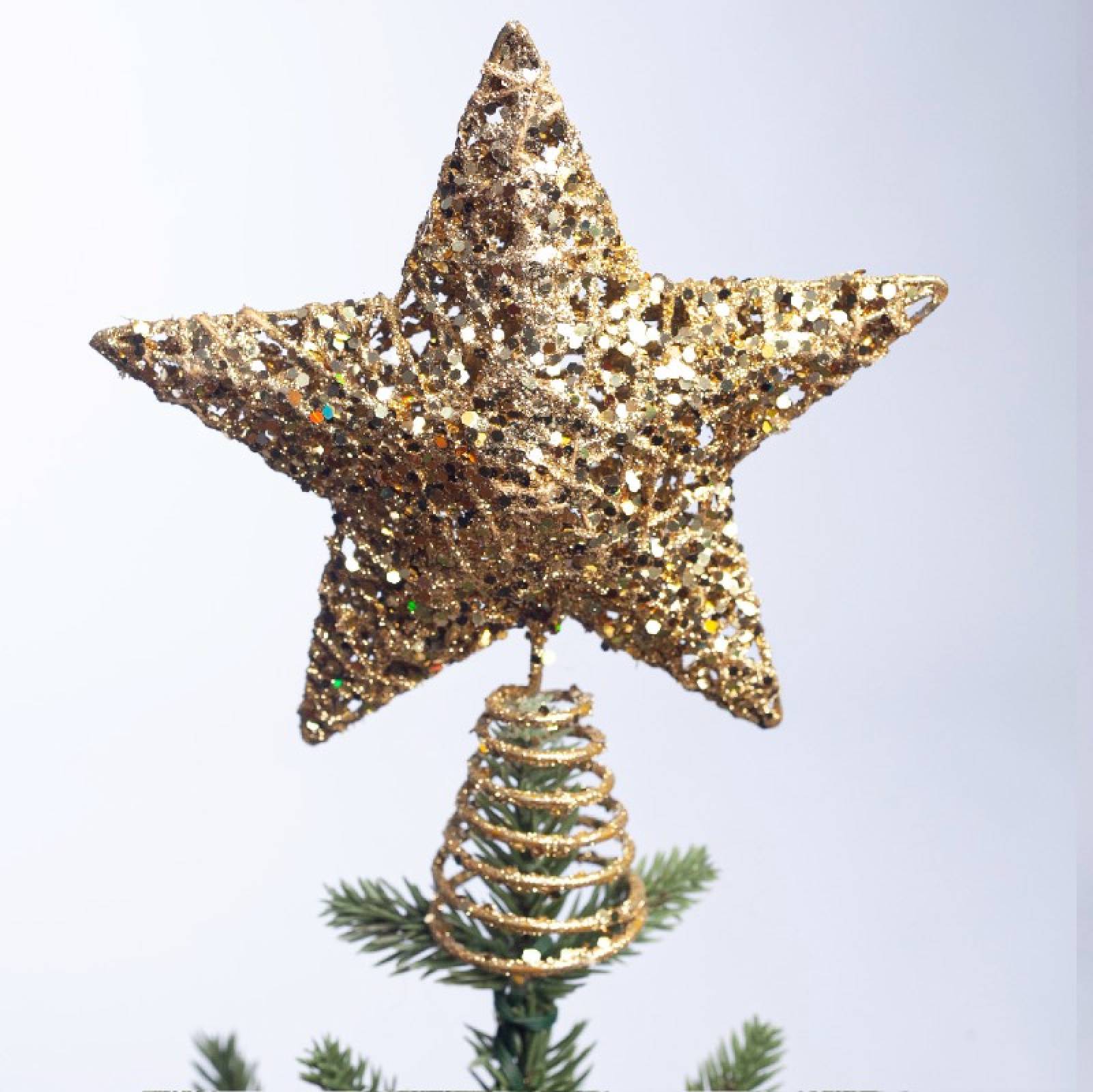 Gold Mesh 5 Point Star Tree Topper Decoration thumbnails